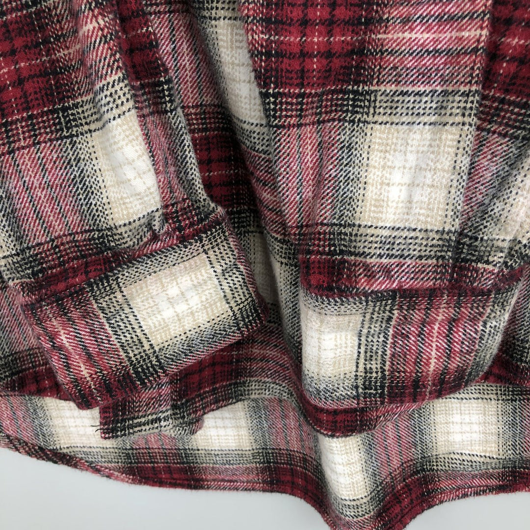 FIELD and STREAM Ombre Check Long Sleeve Heavy Flannel Check Shirt, Men's Size L unclear red type Vintage Second Hand