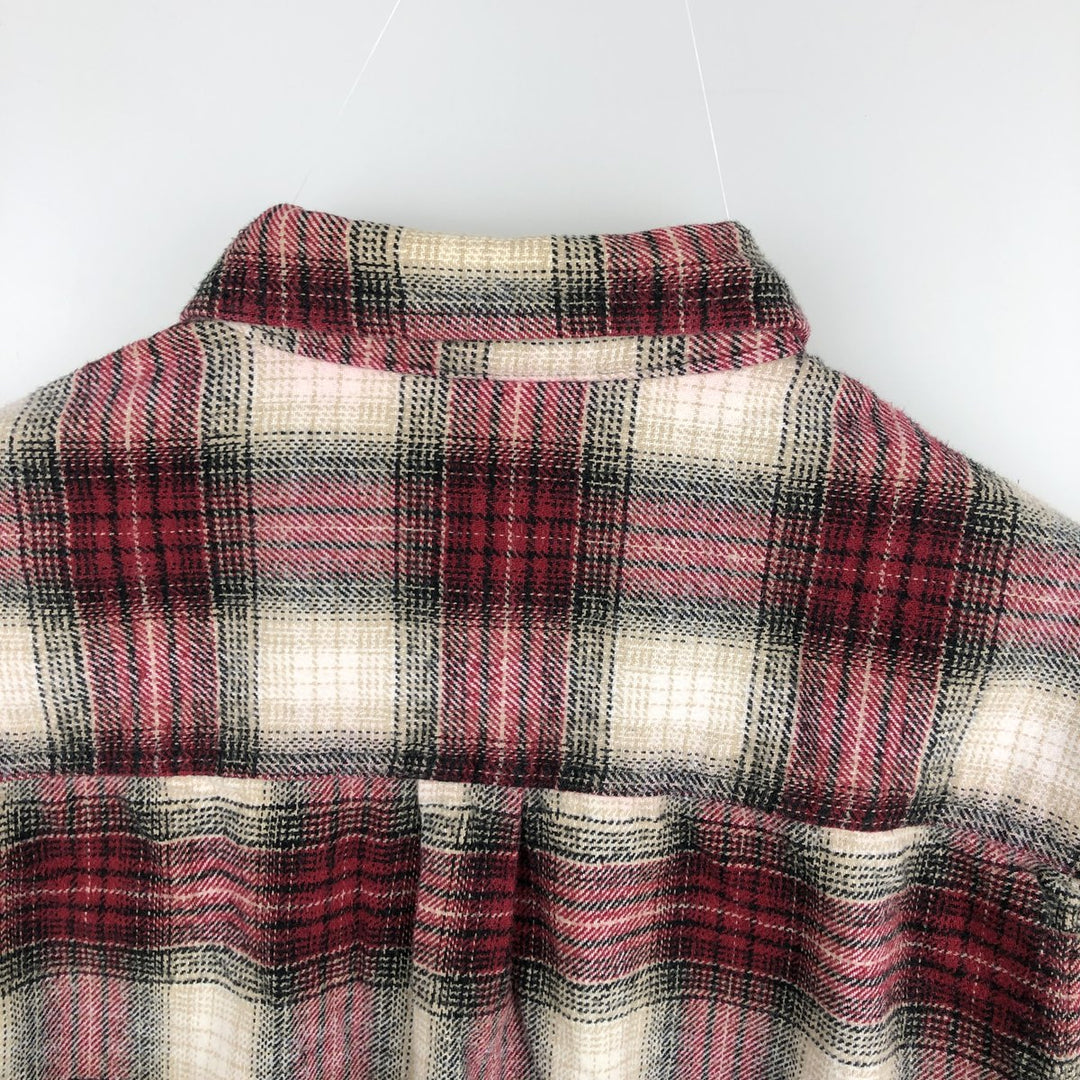 FIELD and STREAM Ombre Check Long Sleeve Heavy Flannel Check Shirt, Men's Size L unclear red type Vintage Second Hand