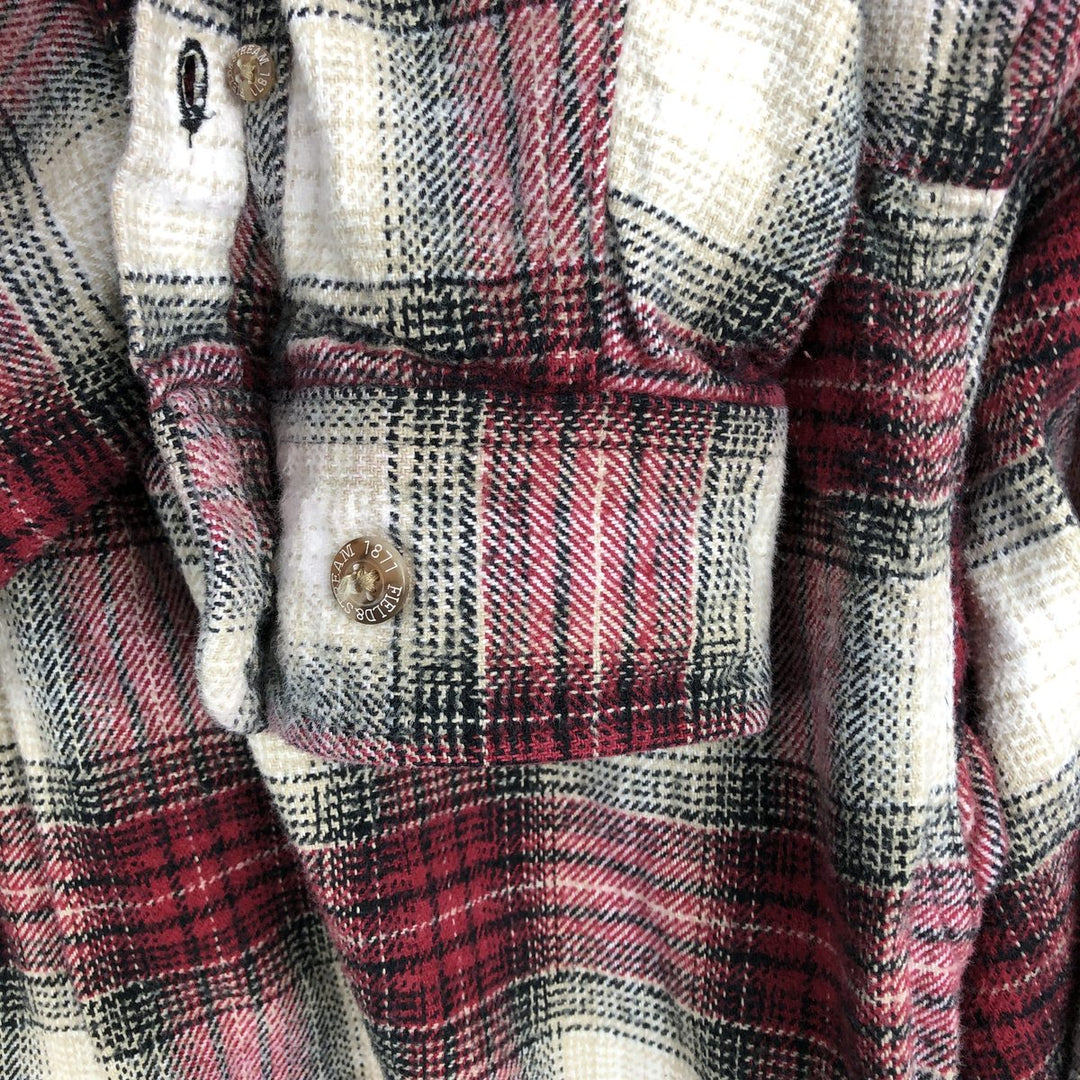 FIELD and STREAM Ombre Check Long Sleeve Heavy Flannel Check Shirt, Men's Size L unclear red type Vintage Second Hand