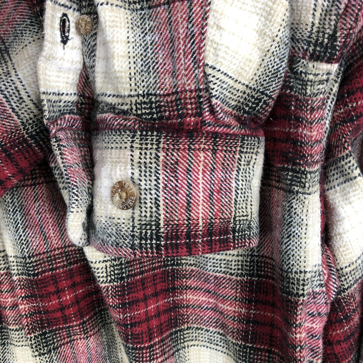 FIELD and STREAM Ombre Check Long Sleeve Heavy Flannel Check Shirt, Men's Size L unclear red type Vintage Second Hand