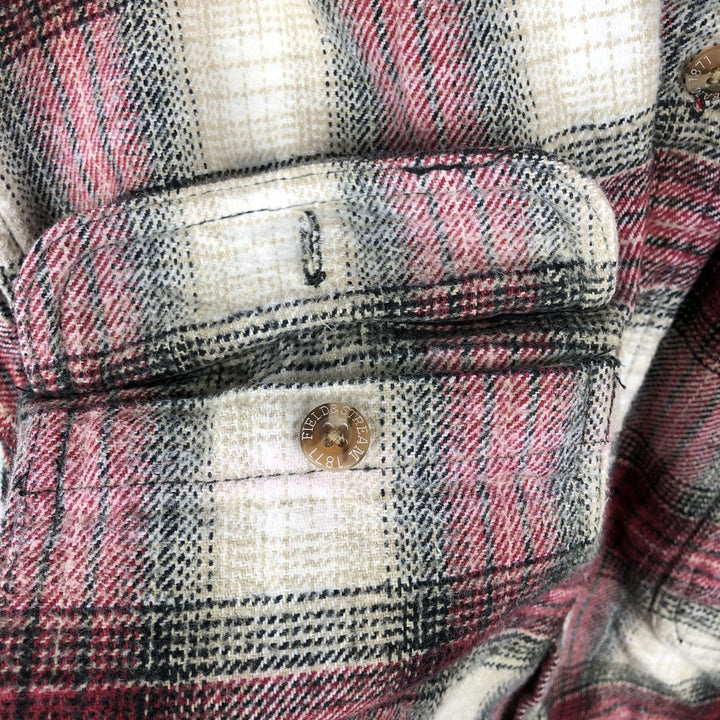 FIELD and STREAM Ombre Check Long Sleeve Heavy Flannel Check Shirt, Men's Size L unclear red type Vintage Second Hand