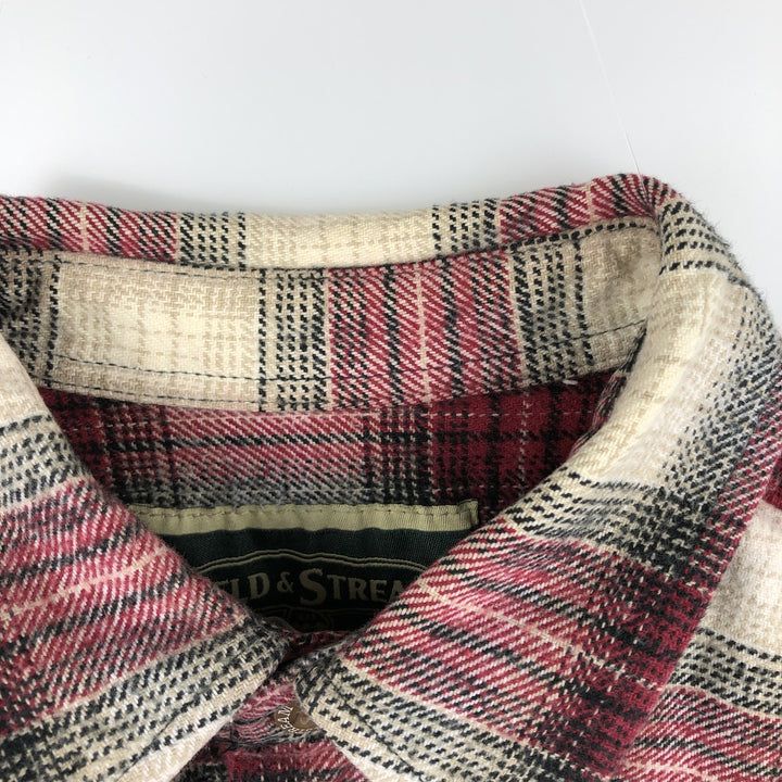 FIELD and STREAM Ombre Check Long Sleeve Heavy Flannel Check Shirt, Men's Size L unclear red type Vintage Second Hand
