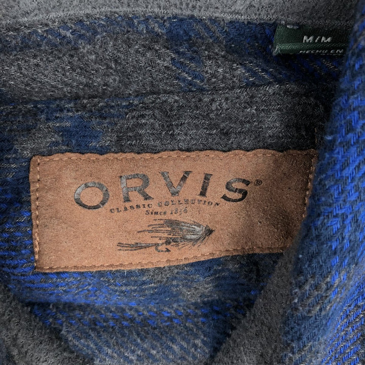 ORVIS Long Sleeve Heavy Flannel Check Shirt, Men's Size M cotton blue type Vintage Second Hand