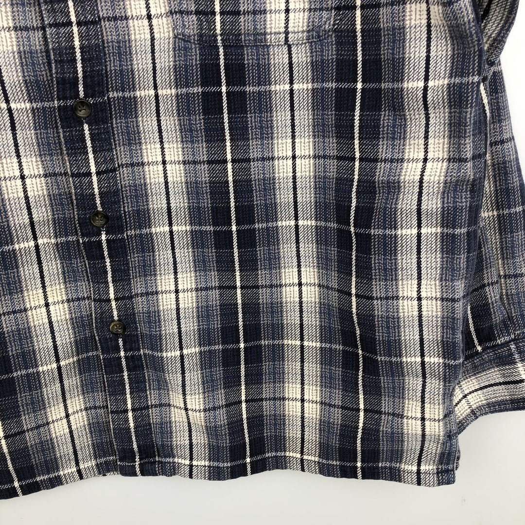 St. John's Bay Long-Sleeve Flannel Check Shirt, Boxy Shirt, Men's Size L (approx.) cotton navy blue type Vintage Second Hand