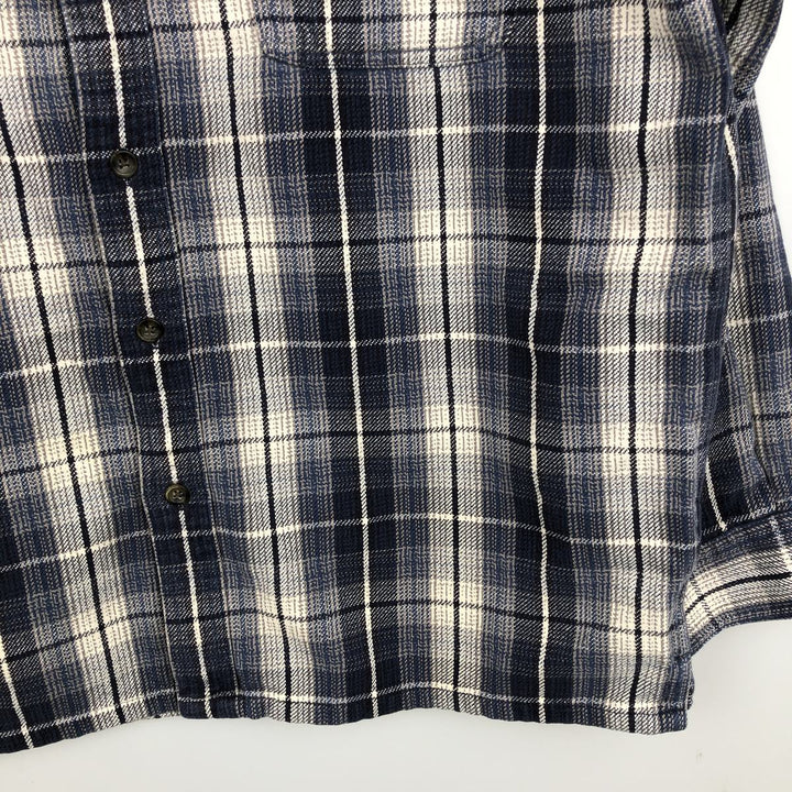 St. John's Bay Long-Sleeve Flannel Check Shirt, Boxy Shirt, Men's Size L (approx.) cotton navy blue type Vintage Second Hand