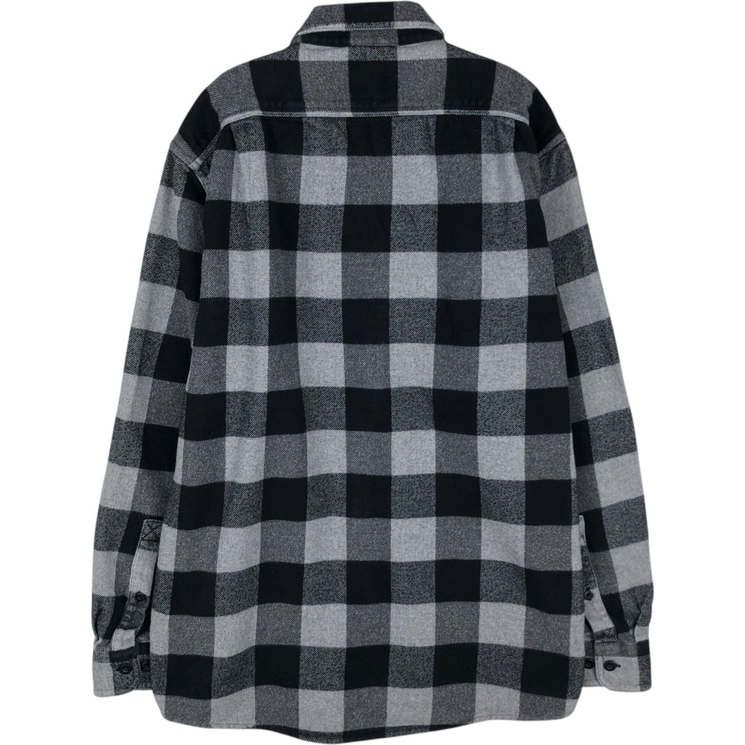 90s-00'S LLBean Buffalo Check Long-Sleeve Flannel Check Shirt, Men's Size M (approx.), Vintage Organic cotton gray type Vintage Second Hand