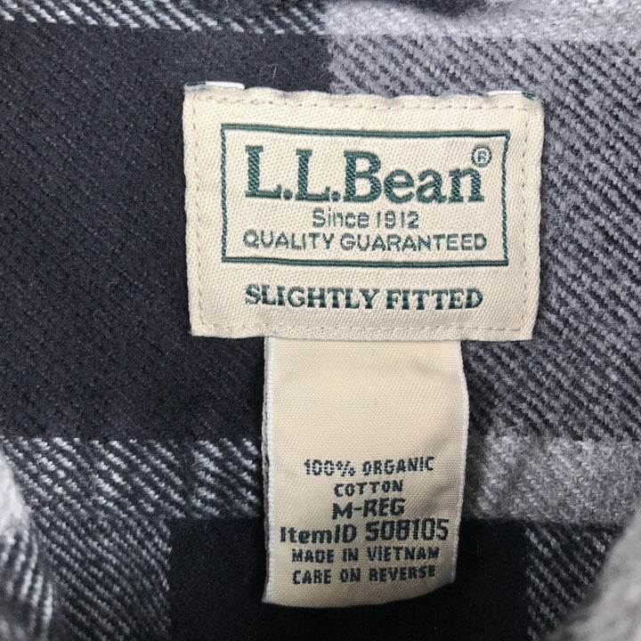 90s-00'S LLBean Buffalo Check Long-Sleeve Flannel Check Shirt, Men's Size M (approx.), Vintage Organic cotton gray type Vintage Second Hand
