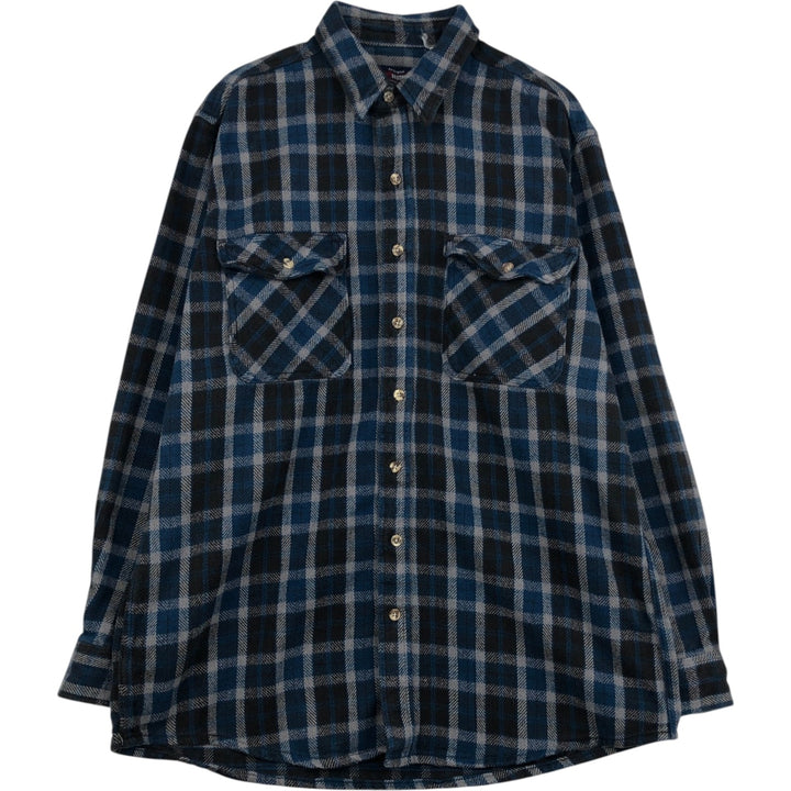Five Brother Long-Sleeve Heavy Flannel Check Shirt, Men's Size XL (approx.) cotton blue type Vintage Second Hand