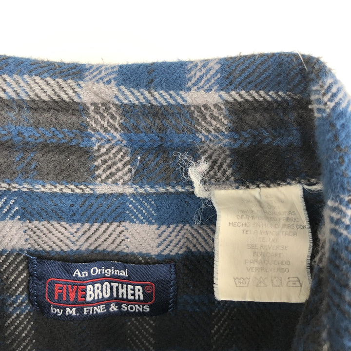 Five Brother Long-Sleeve Heavy Flannel Check Shirt, Men's Size XL (approx.) cotton blue type Vintage Second Hand