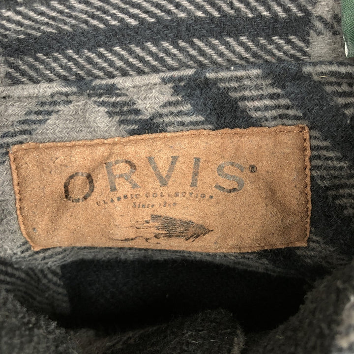ORVIS Long Sleeve Heavy Flannel Check Shirt, Men's Size M cotton gray type Vintage Second Hand