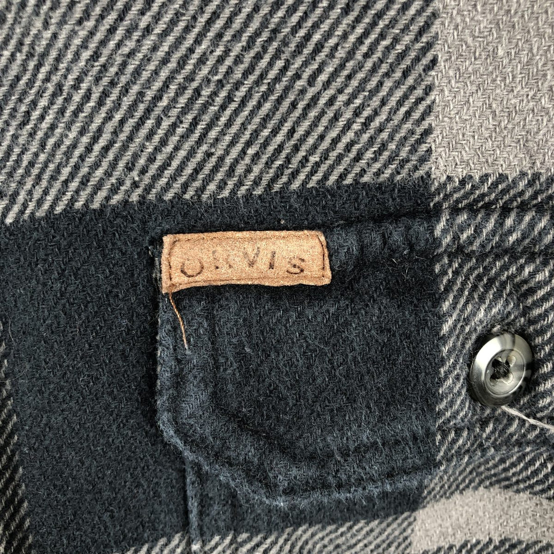 ORVIS Long Sleeve Heavy Flannel Check Shirt, Men's Size M cotton gray type Vintage Second Hand