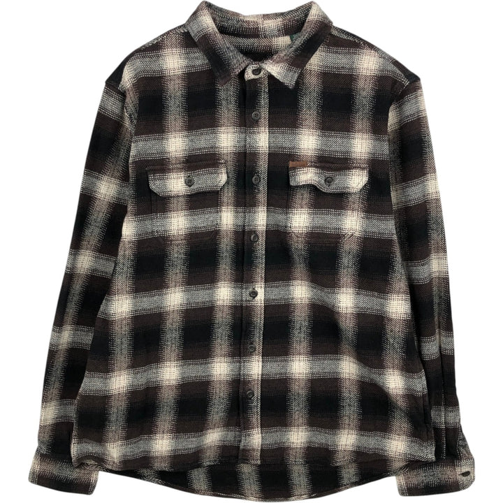 ORVIS Ombre Check Long Sleeve Heavy Flannel Check Shirt, Men's XL cotton brown type Vintage Second Hand