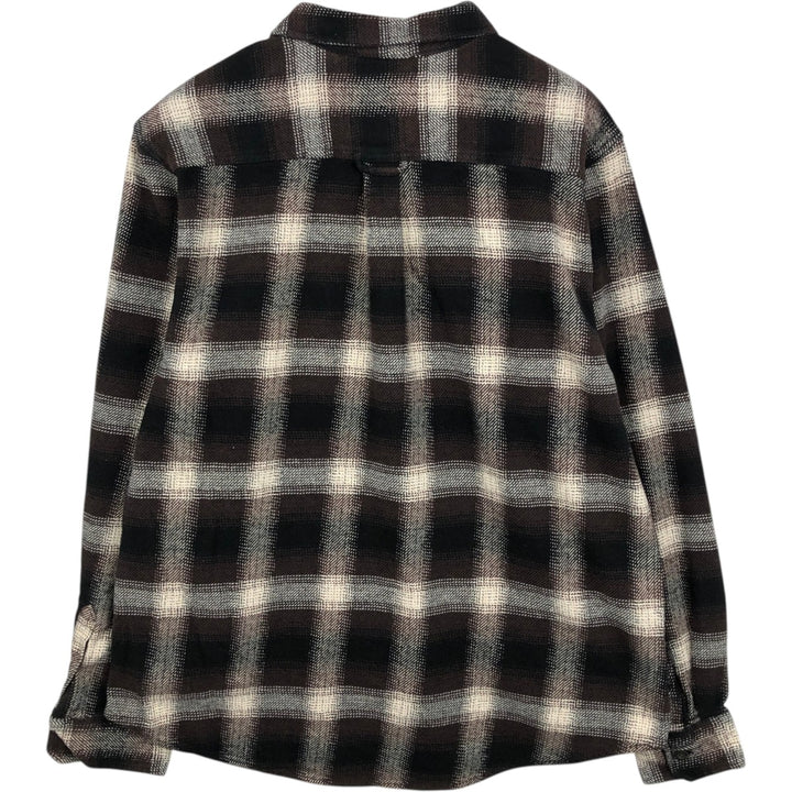 ORVIS Ombre Check Long Sleeve Heavy Flannel Check Shirt, Men's XL cotton brown type Vintage Second Hand