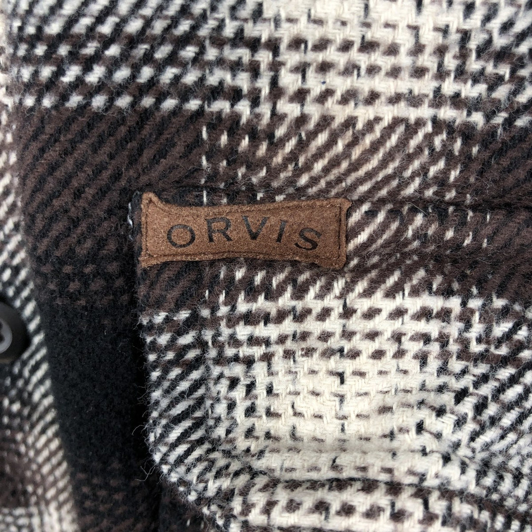 ORVIS Ombre Check Long Sleeve Heavy Flannel Check Shirt, Men's XL cotton brown type Vintage Second Hand