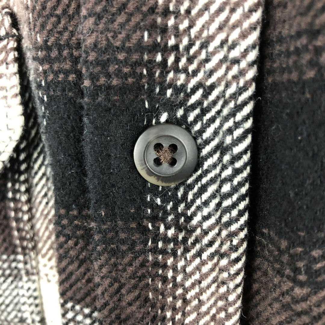 ORVIS Ombre Check Long Sleeve Heavy Flannel Check Shirt, Men's XL cotton brown type Vintage Second Hand