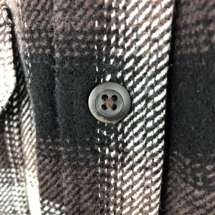 ORVIS Ombre Check Long Sleeve Heavy Flannel Check Shirt, Men's XL cotton brown type Vintage Second Hand