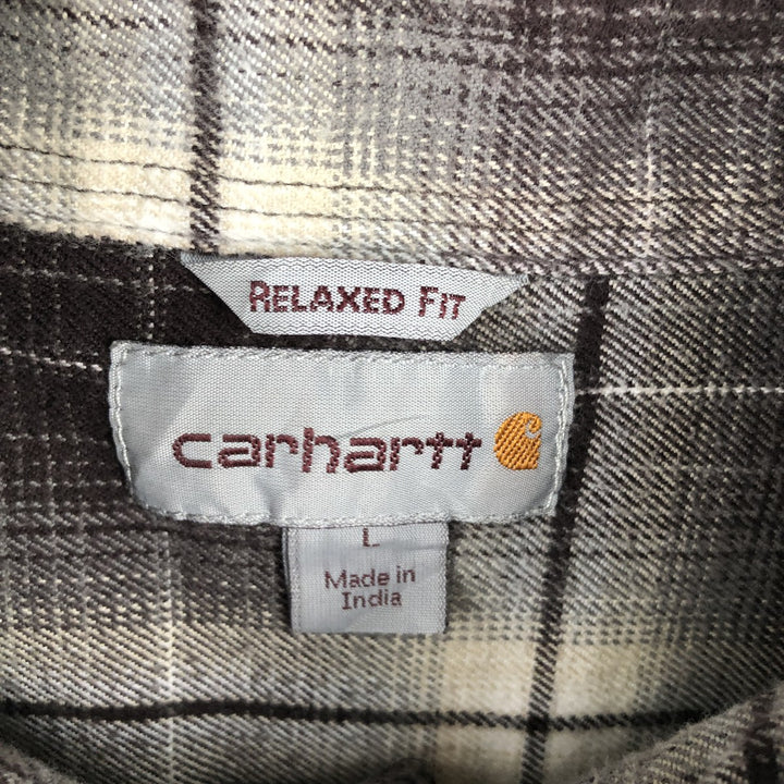 Carhartt Relaxed Fit Ombre Check Long Sleeve Button-Down Flannel Check Shirt, Men's Size L (approx.) cotton brown type Vintage Second Hand
