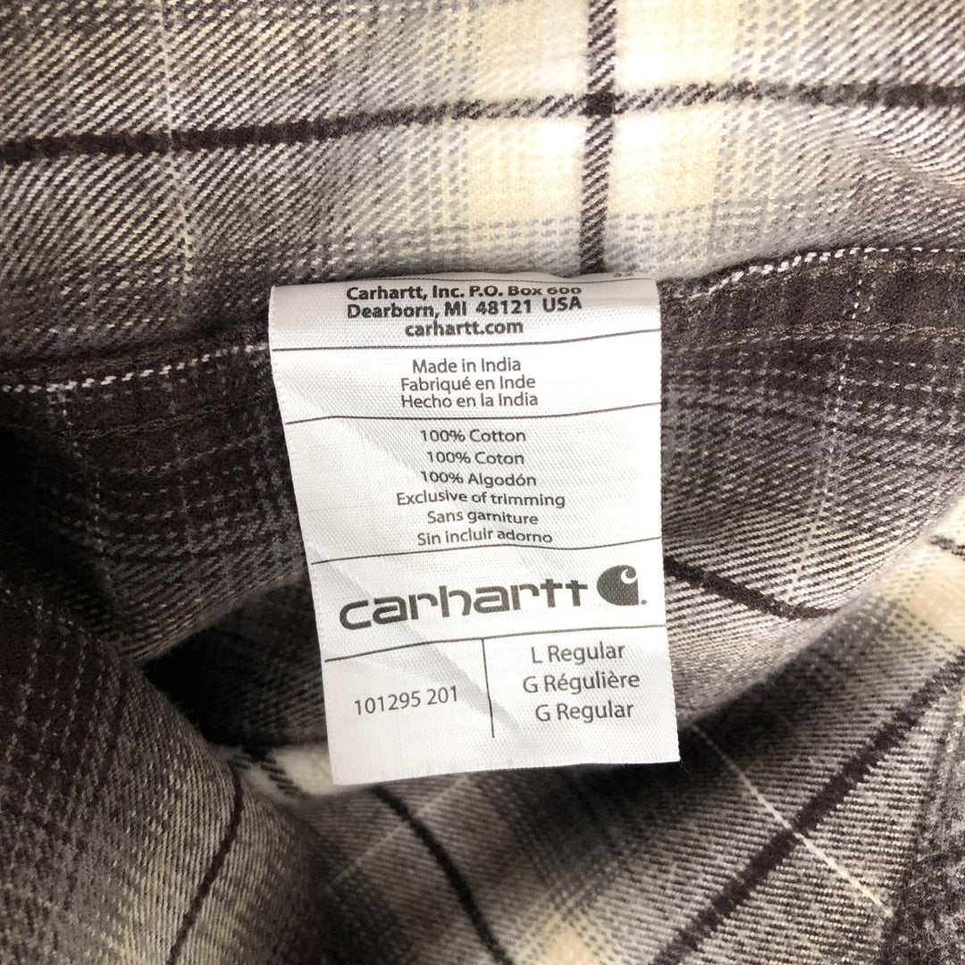 Carhartt Relaxed Fit Ombre Check Long Sleeve Button-Down Flannel Check Shirt, Men's Size L (approx.) cotton brown type Vintage Second Hand