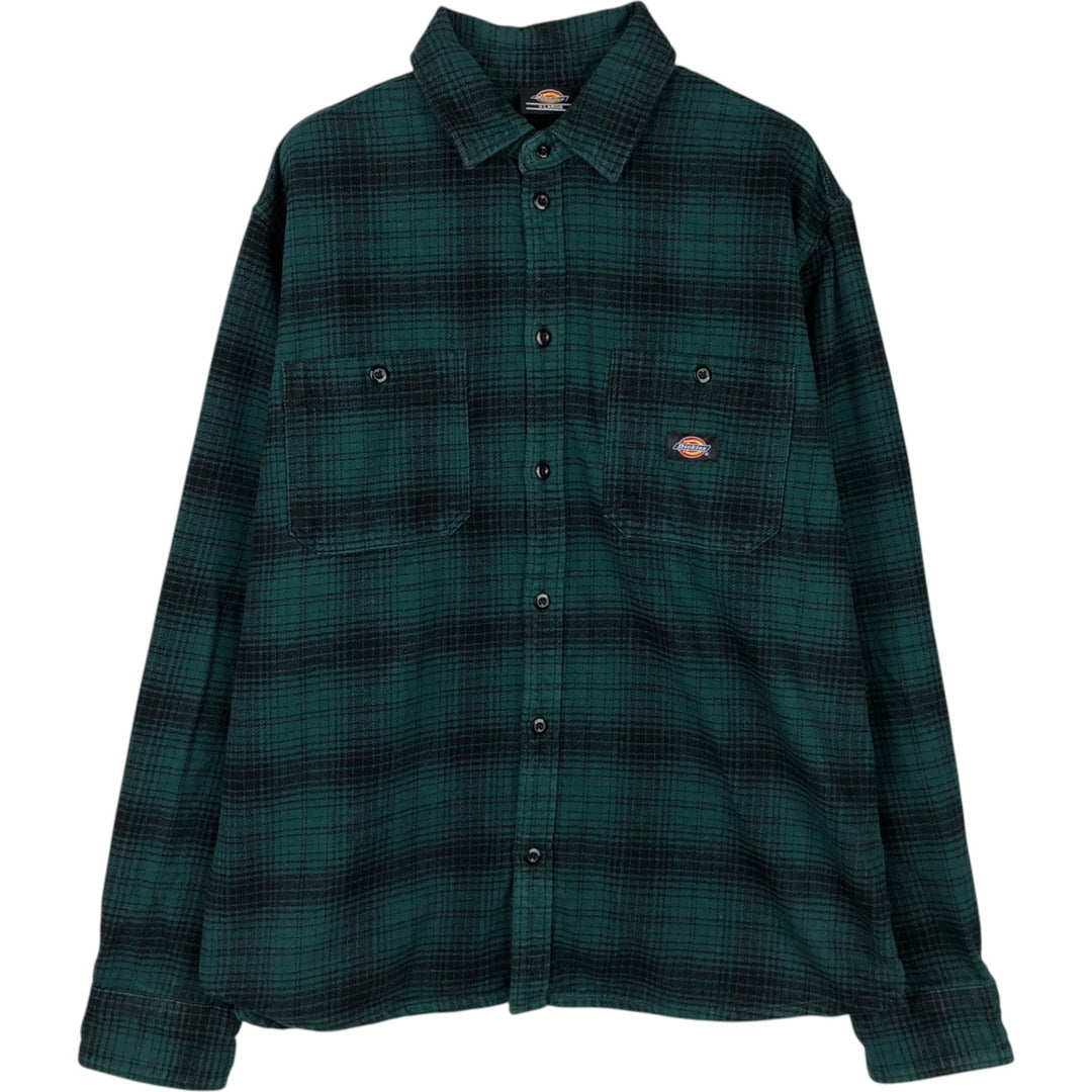 Dickies Ombre Check Long Sleeve Flannel Check Shirt, Men's Size XL cotton green type Vintage Second Hand