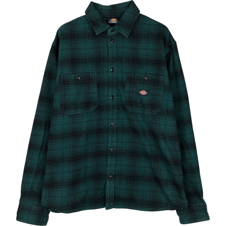 Dickies Ombre Check Long Sleeve Flannel Check Shirt, Men's Size XL cotton green type Vintage Second Hand