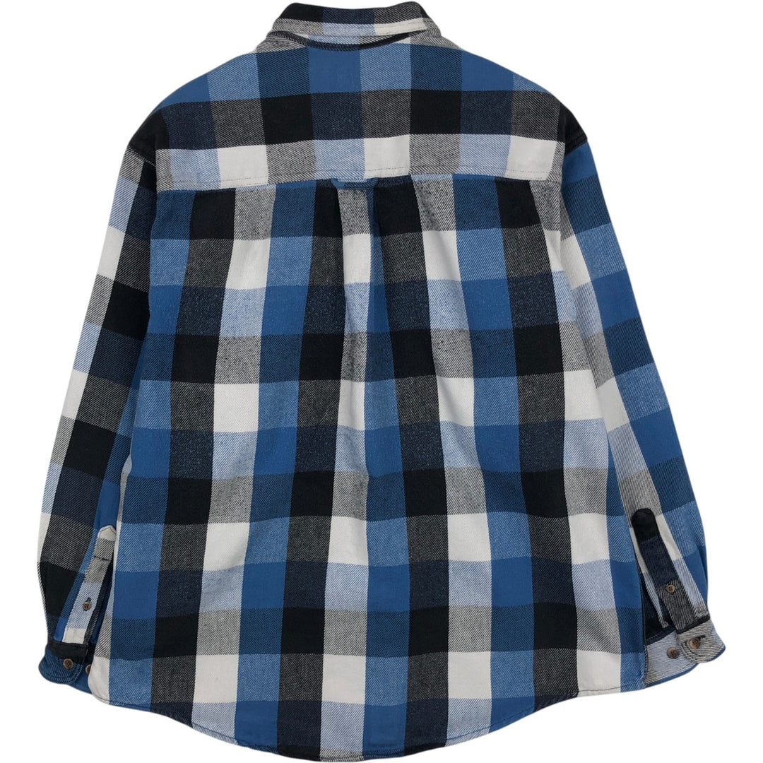 1990'S Eddie Bauer Long-Sleeve Flannel Check Shirt, Men's Size XL (Equivalent), Vintage cotton blue type Vintage Second Hand