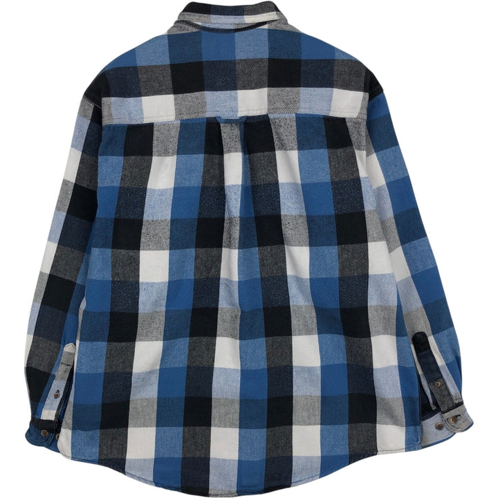 1990'S Eddie Bauer Long-Sleeve Flannel Check Shirt, Men's Size XL (Equivalent), Vintage cotton blue type Vintage Second Hand