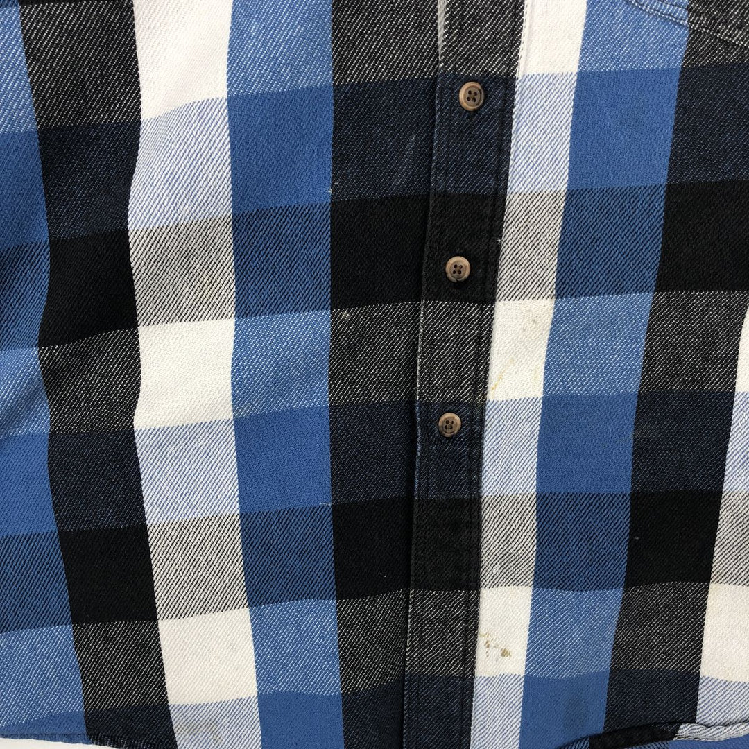 1990'S Eddie Bauer Long-Sleeve Flannel Check Shirt, Men's Size XL (Equivalent), Vintage cotton blue type Vintage Second Hand