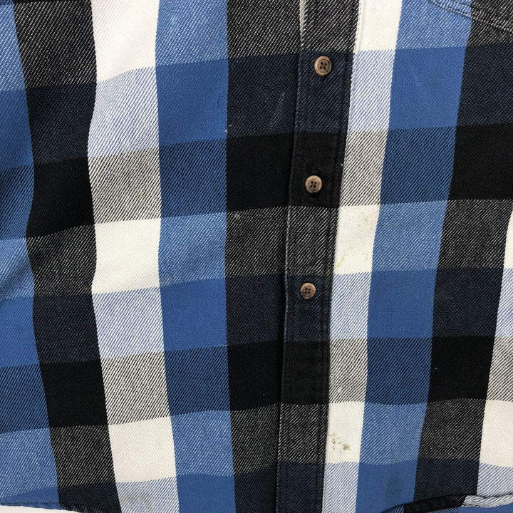 1990'S Eddie Bauer Long-Sleeve Flannel Check Shirt, Men's Size XL (Equivalent), Vintage cotton blue type Vintage Second Hand