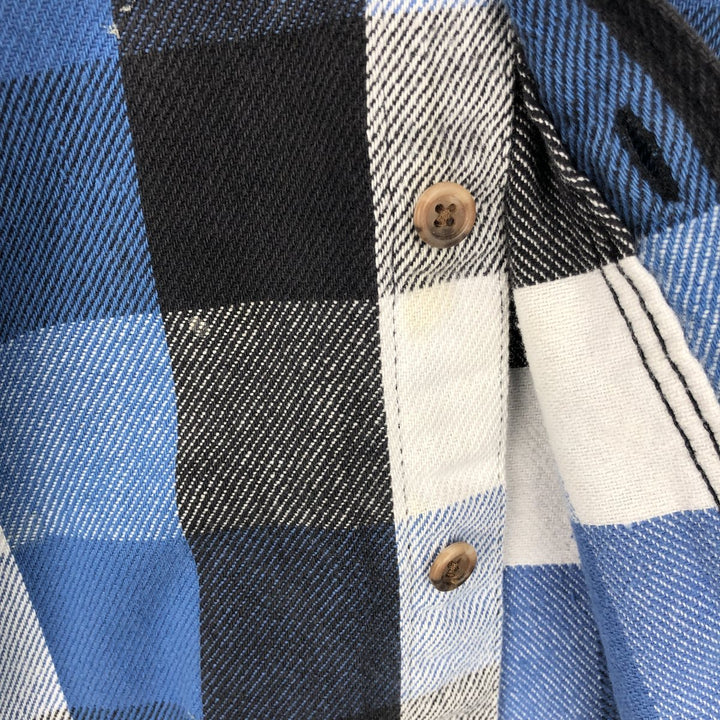1990'S Eddie Bauer Long-Sleeve Flannel Check Shirt, Men's Size XL (Equivalent), Vintage cotton blue type Vintage Second Hand