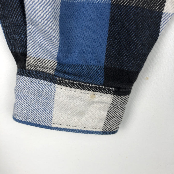 1990'S Eddie Bauer Long-Sleeve Flannel Check Shirt, Men's Size XL (Equivalent), Vintage cotton blue type Vintage Second Hand