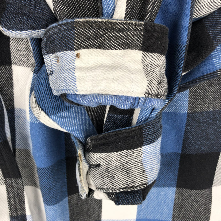 1990'S Eddie Bauer Long-Sleeve Flannel Check Shirt, Men's Size XL (Equivalent), Vintage cotton blue type Vintage Second Hand