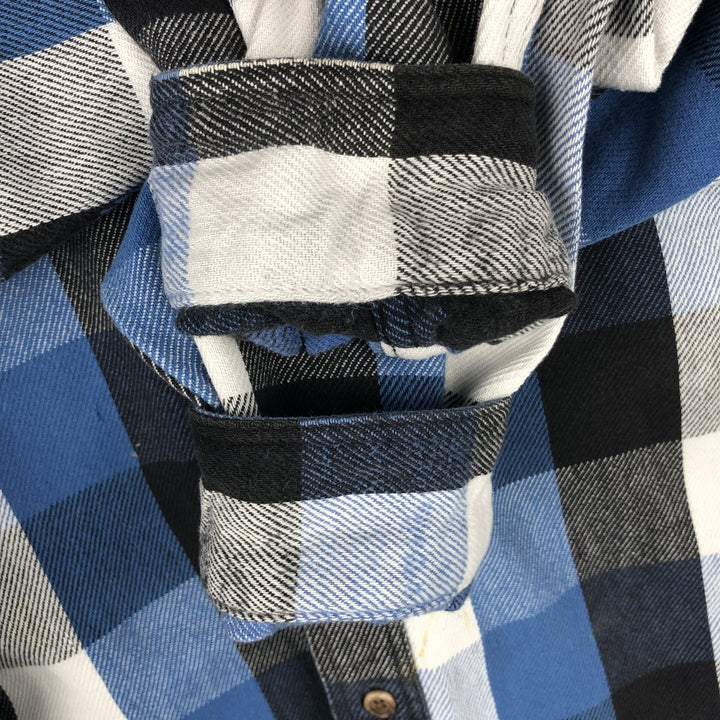 1990'S Eddie Bauer Long-Sleeve Flannel Check Shirt, Men's Size XL (Equivalent), Vintage cotton blue type Vintage Second Hand