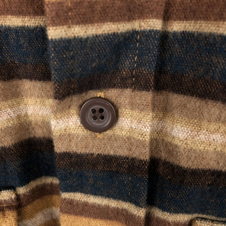 90s-00'S L.L.Bean striped pattern long-sleeved chamois cloth shirt, men's size L (approx.) cotton yellow type Vintage Second Hand