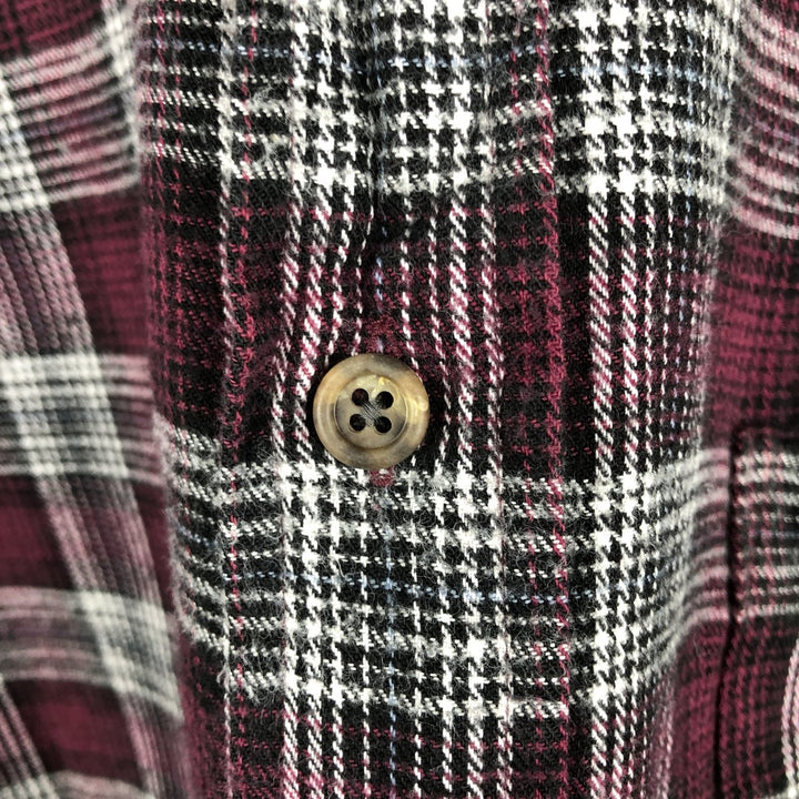 80s-90'S Town Craft Long-Sleeve Button-Down Flannel Check Shirt, Men's Size XL (Equivalent), Vintage cotton Red type red-purple Vintage Second Hand