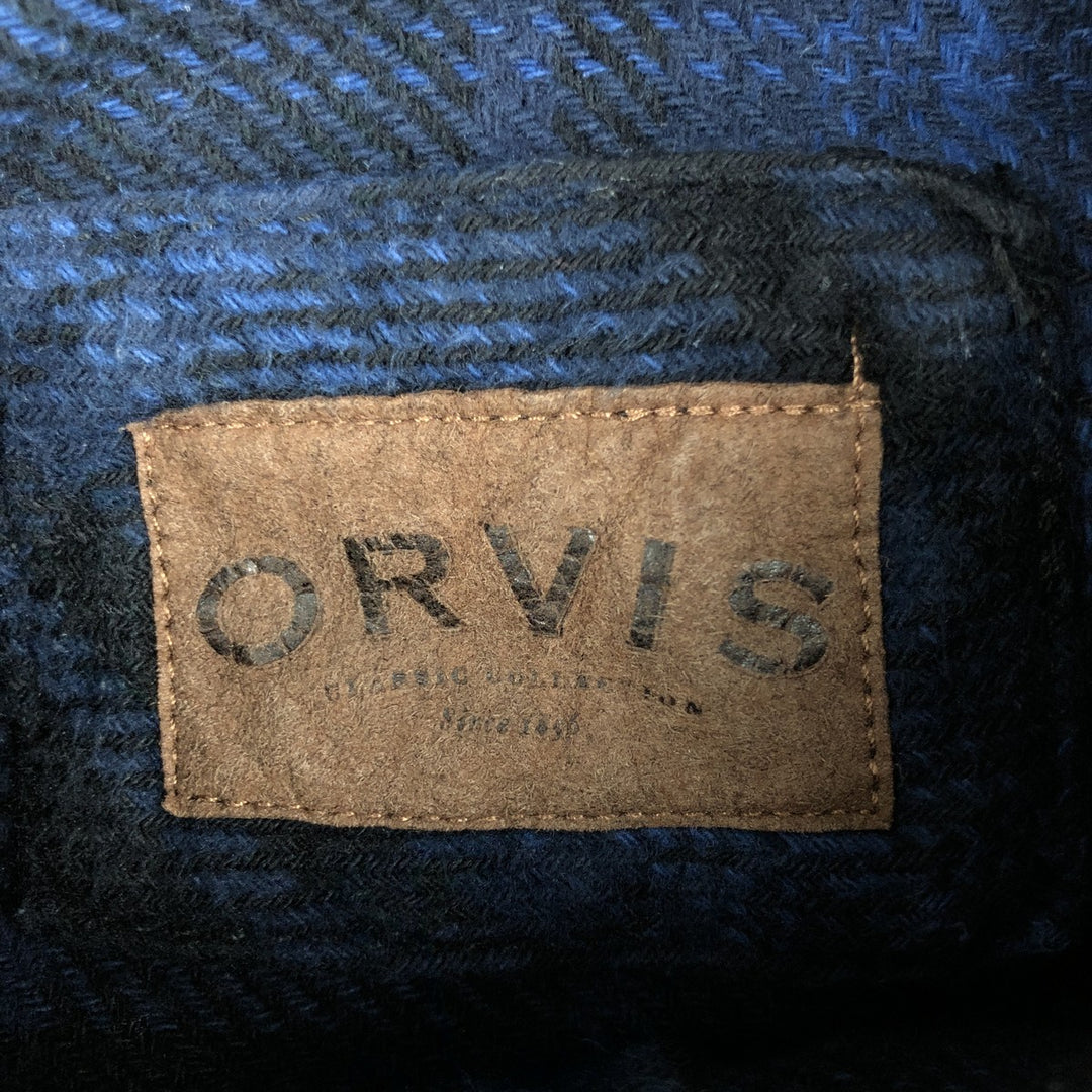 ORVIS Long Sleeve Heavy Flannel Check Shirt, Men's Size L cotton blue type Vintage Second Hand