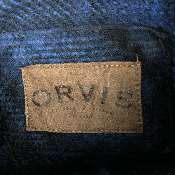 ORVIS Long Sleeve Heavy Flannel Check Shirt, Men's Size L cotton blue type Vintage Second Hand