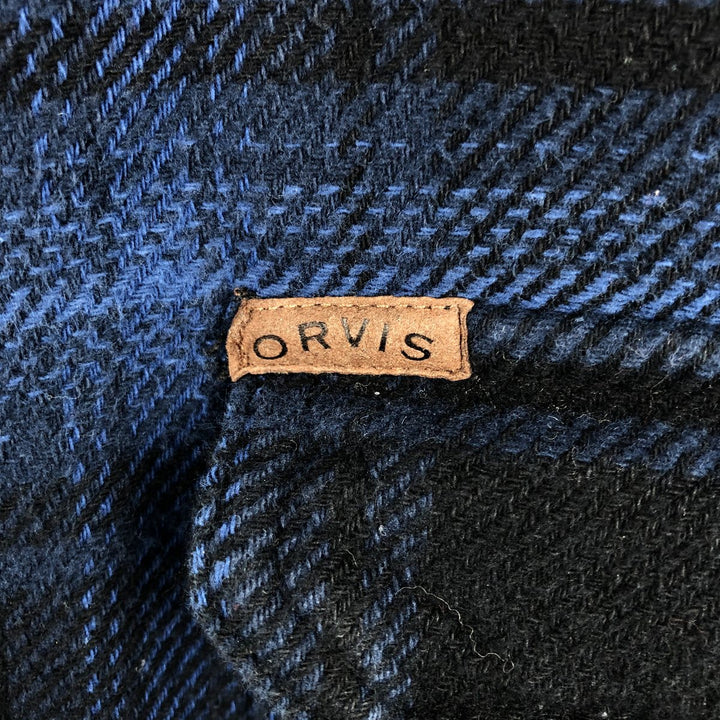 ORVIS Long Sleeve Heavy Flannel Check Shirt, Men's Size L cotton blue type Vintage Second Hand