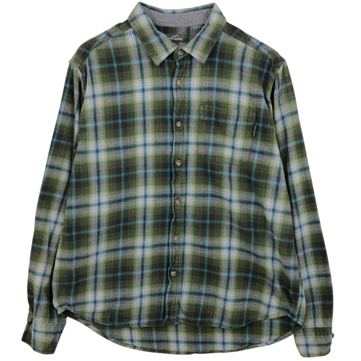 Eddie Bauer Ombre Check Long Sleeve Flannel Check Shirt, Men's XL cotton green type yellow green Vintage Second Hand