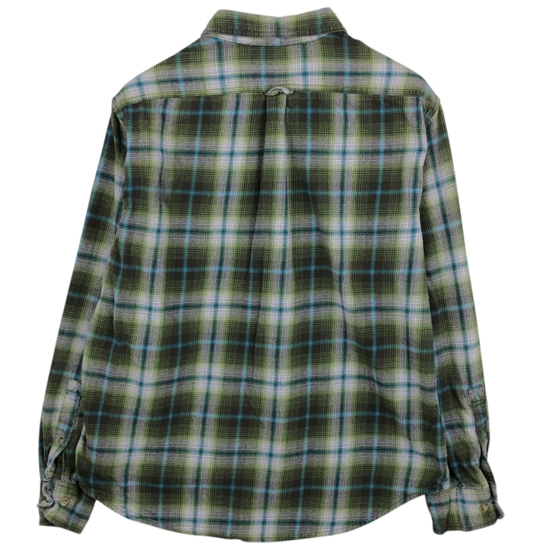 Eddie Bauer Ombre Check Long Sleeve Flannel Check Shirt, Men's XL cotton green type yellow green Vintage Second Hand