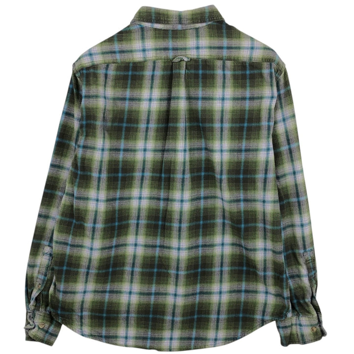 Eddie Bauer Ombre Check Long Sleeve Flannel Check Shirt, Men's XL cotton green type yellow green Vintage Second Hand