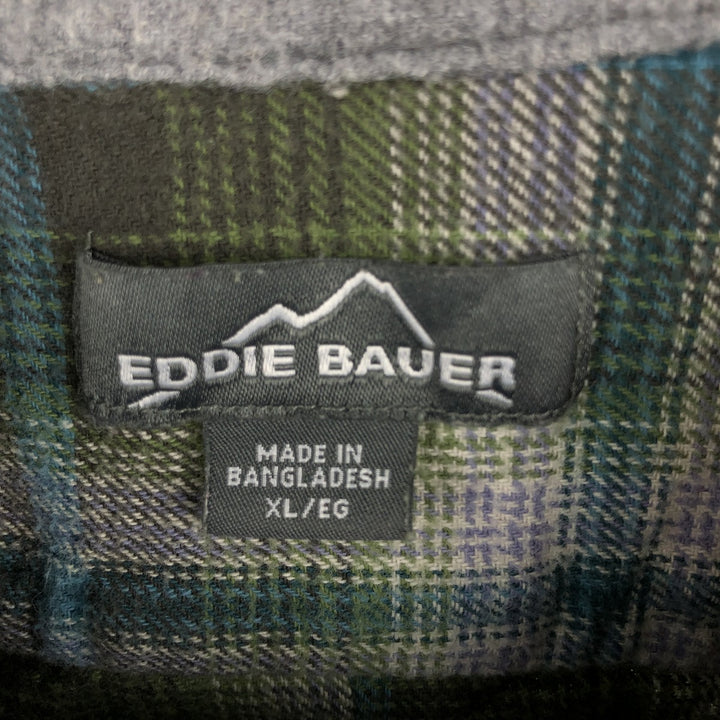 Eddie Bauer Ombre Check Long Sleeve Flannel Check Shirt, Men's XL cotton green type yellow green Vintage Second Hand