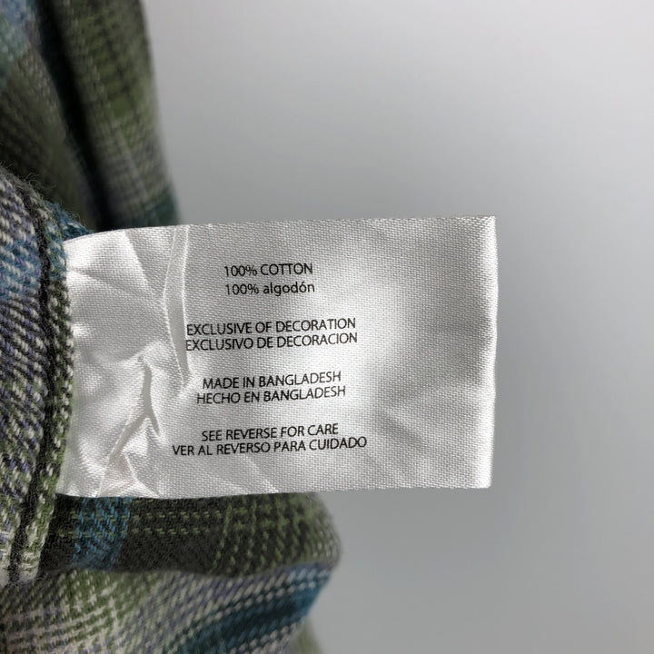 Eddie Bauer Ombre Check Long Sleeve Flannel Check Shirt, Men's XL cotton green type yellow green Vintage Second Hand