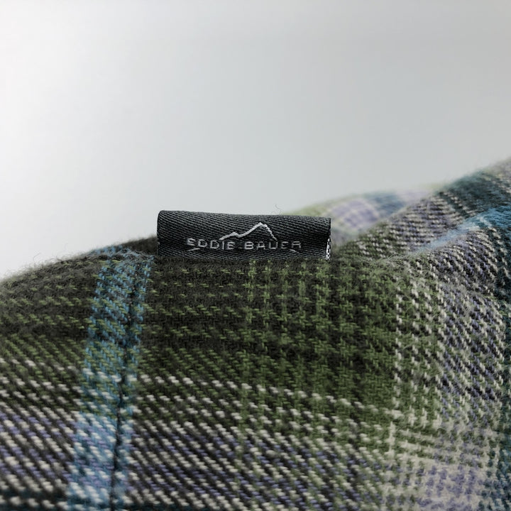 Eddie Bauer Ombre Check Long Sleeve Flannel Check Shirt, Men's XL cotton green type yellow green Vintage Second Hand
