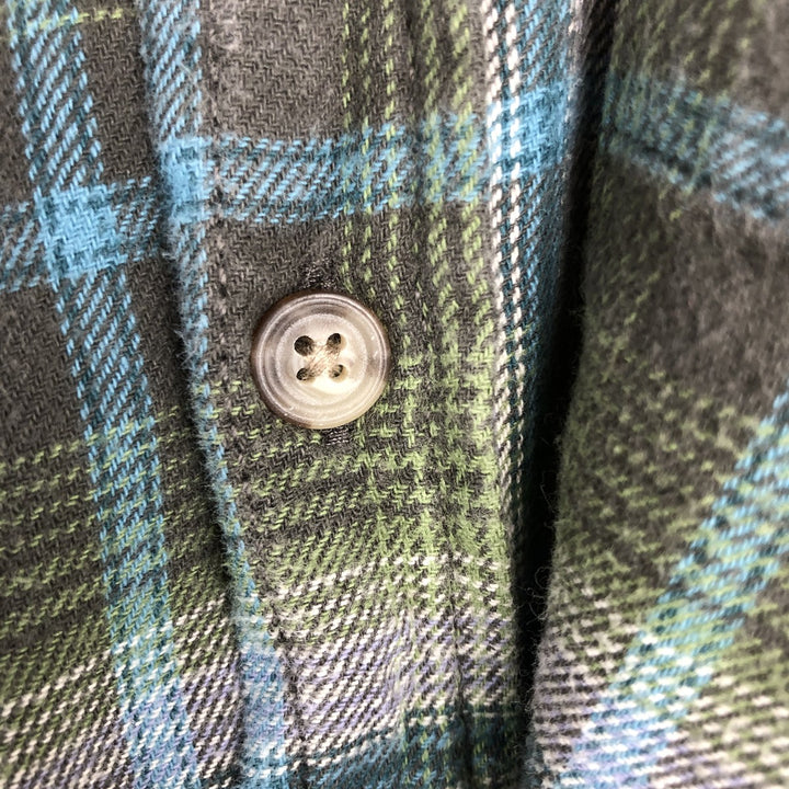 Eddie Bauer Ombre Check Long Sleeve Flannel Check Shirt, Men's XL cotton green type yellow green Vintage Second Hand