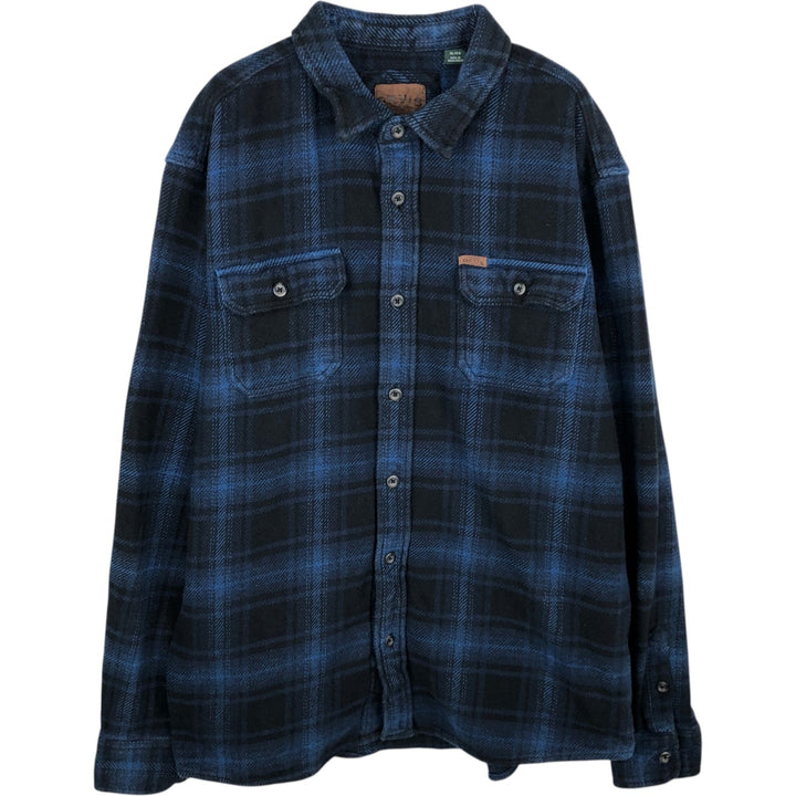 ORVIS Long Sleeve Flannel Check Shirt, Men's XL Size cotton black type Vintage Second Hand