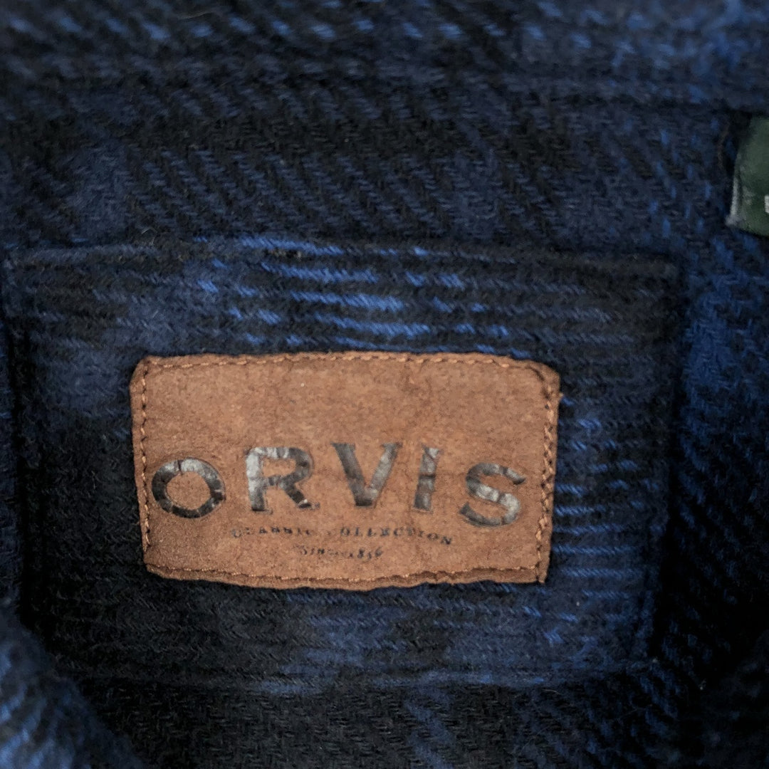 ORVIS Long Sleeve Flannel Check Shirt, Men's XL Size cotton black type Vintage Second Hand