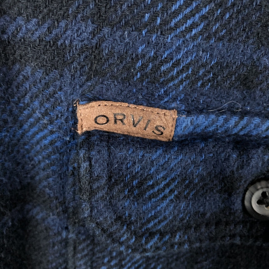 ORVIS Long Sleeve Flannel Check Shirt, Men's XL Size cotton black type Vintage Second Hand