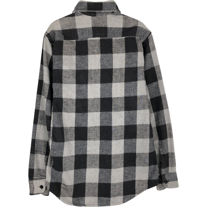 90'S Prentiss Buffalo Check Long-Sleeve Heavy Flannel Check Shirt, Made in USA, Men's Size S (Equivalent), Vintage cotton gray type Vintage Second Hand