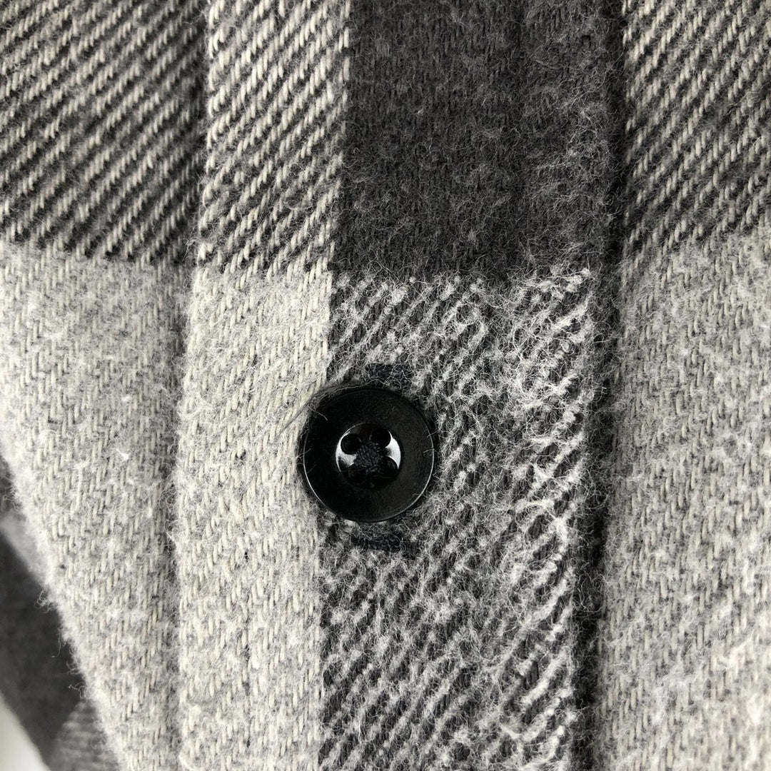 90'S Prentiss Buffalo Check Long-Sleeve Heavy Flannel Check Shirt, Made in USA, Men's Size S (Equivalent), Vintage cotton gray type Vintage Second Hand