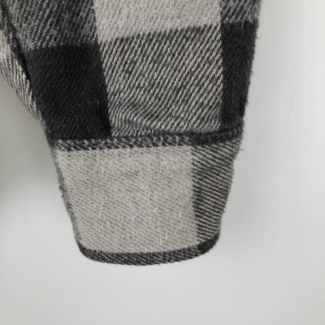 90'S Prentiss Buffalo Check Long-Sleeve Heavy Flannel Check Shirt, Made in USA, Men's Size S (Equivalent), Vintage cotton gray type Vintage Second Hand